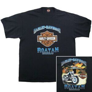 Harley Davidson Roatan Honduras T-Shirt Beach Sunset Motorcycle Biker 2XL